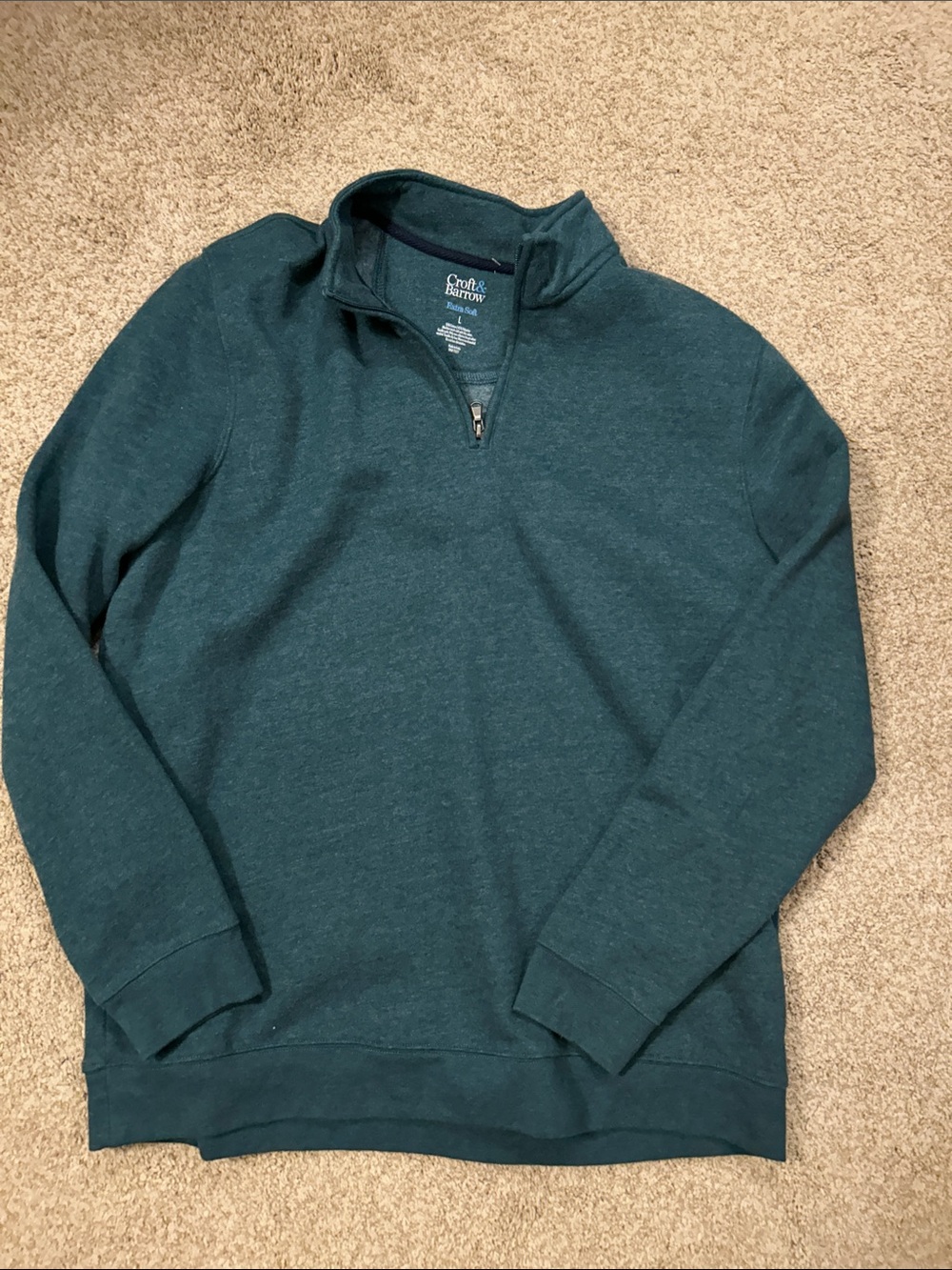 croft & barrow Men's Teal Green Quarter-Zip Sweater. Like new. L